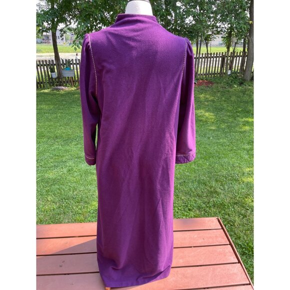 Vintage Vanity Fair Purple Quilted Collar Zip-Front Robe Loungewear Size L 100% - Picture 6 of 9